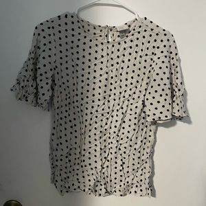 polka dot short bell sleeve blouse